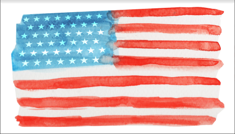 Watercolor Heart Wavy American Flag